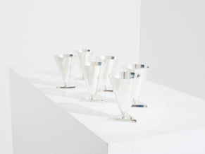 La Maison Desny Art Deco set of 6 silvered metal cocktail cups 1928