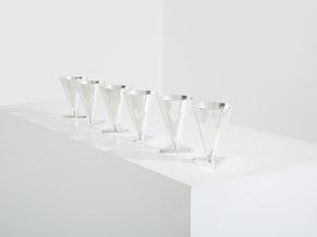 La Maison Desny Art Deco set of 6 silvered metal cocktail cups 1928