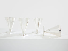 La Maison Desny Art Deco set of 6 silvered metal cocktail cups 1928