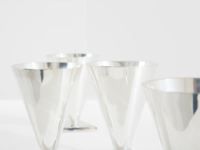La Maison Desny Art Deco set of 6 silvered metal cocktail cups 1928