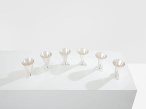 La Maison Desny Art Deco set of 6 silvered metal cocktail cups 1928