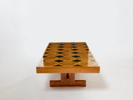 Grand table basse moderniste en chêne bois pétrifié ardoise 1960