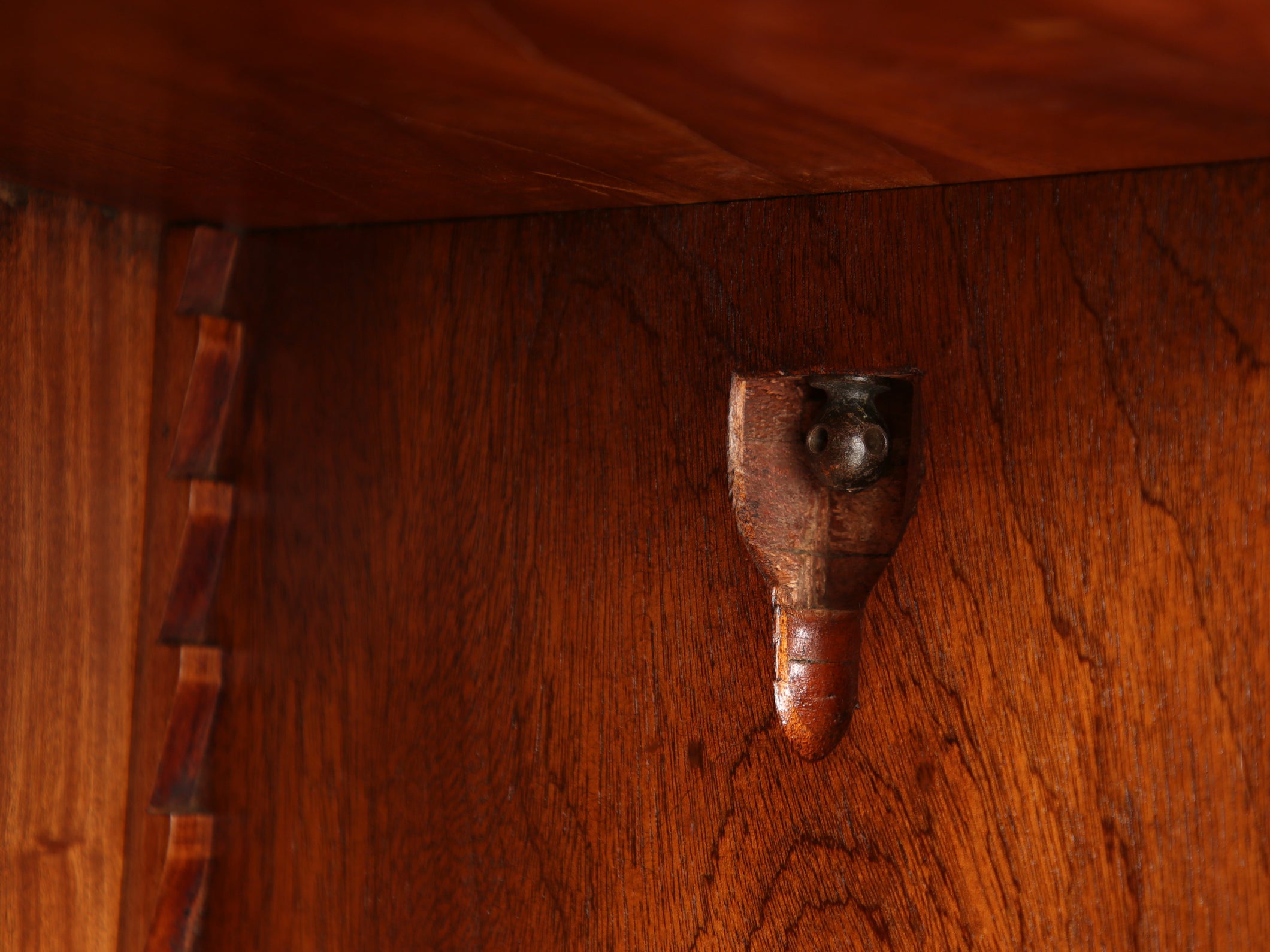 Large French modernist two doors cabinet solid mahogany 1940s