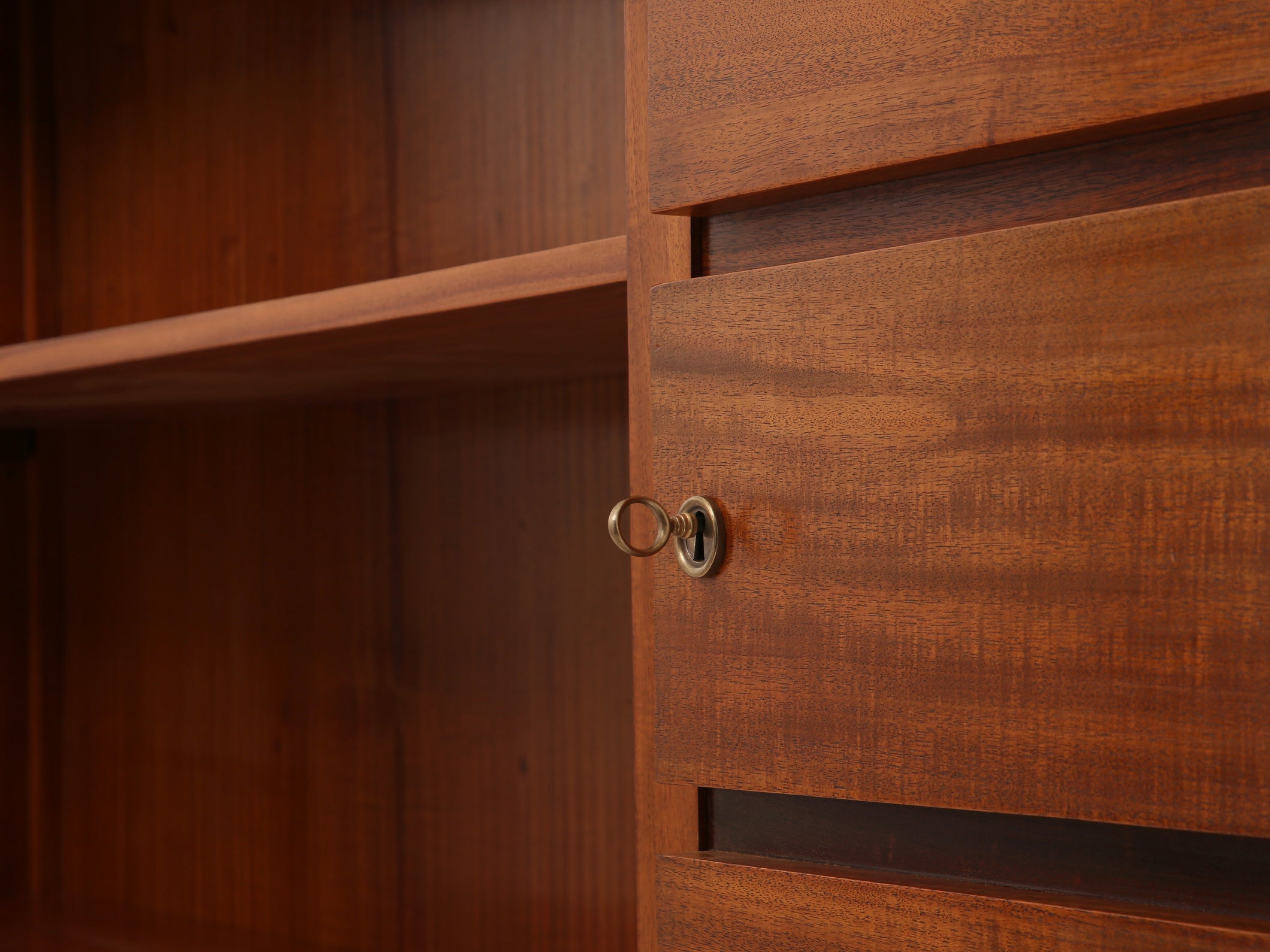 Large French modernist two doors cabinet solid mahogany 1940s