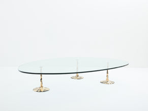 Large brutalist forme libre coffee table gilt wrought iron 1970