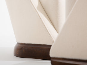 Louis Sognot pair of modernist armchairs walnut white alpaca 1927