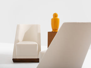 Louis Sognot pair of modernist armchairs walnut white alpaca 1927