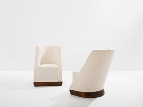 Louis Sognot pair of modernist armchairs walnut white alpaca 1927