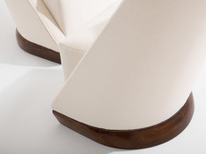 Louis Sognot pair of modernist armchairs walnut white alpaca 1927