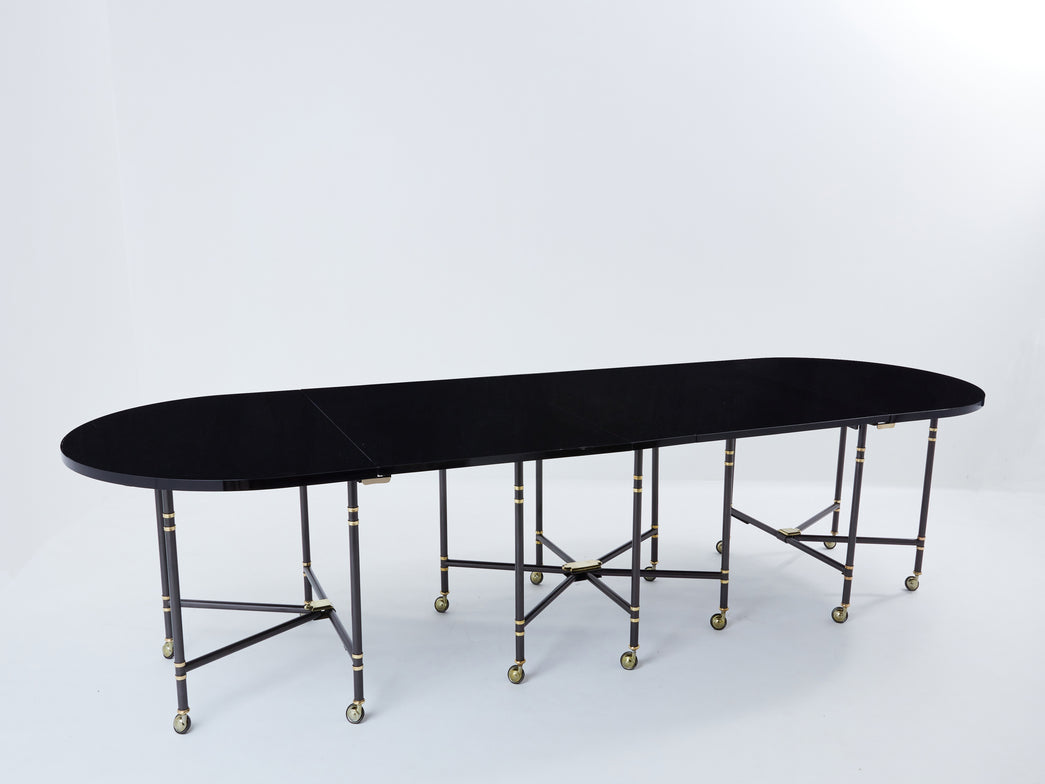 Maison Jansen table à manger Royal extensible laque noire 1960