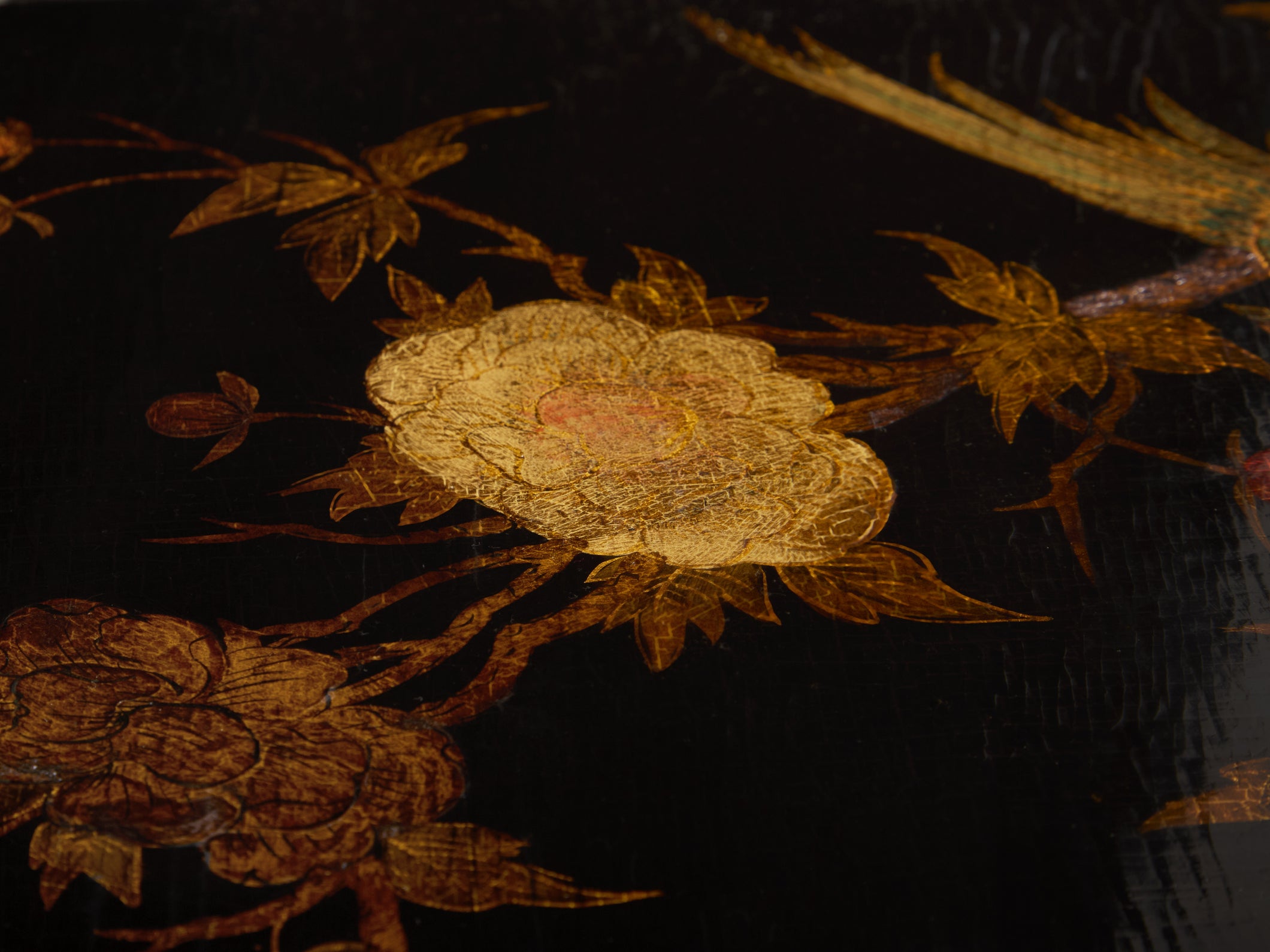 Table basse bambou laiton laque de Chine Maison Baguès 1950