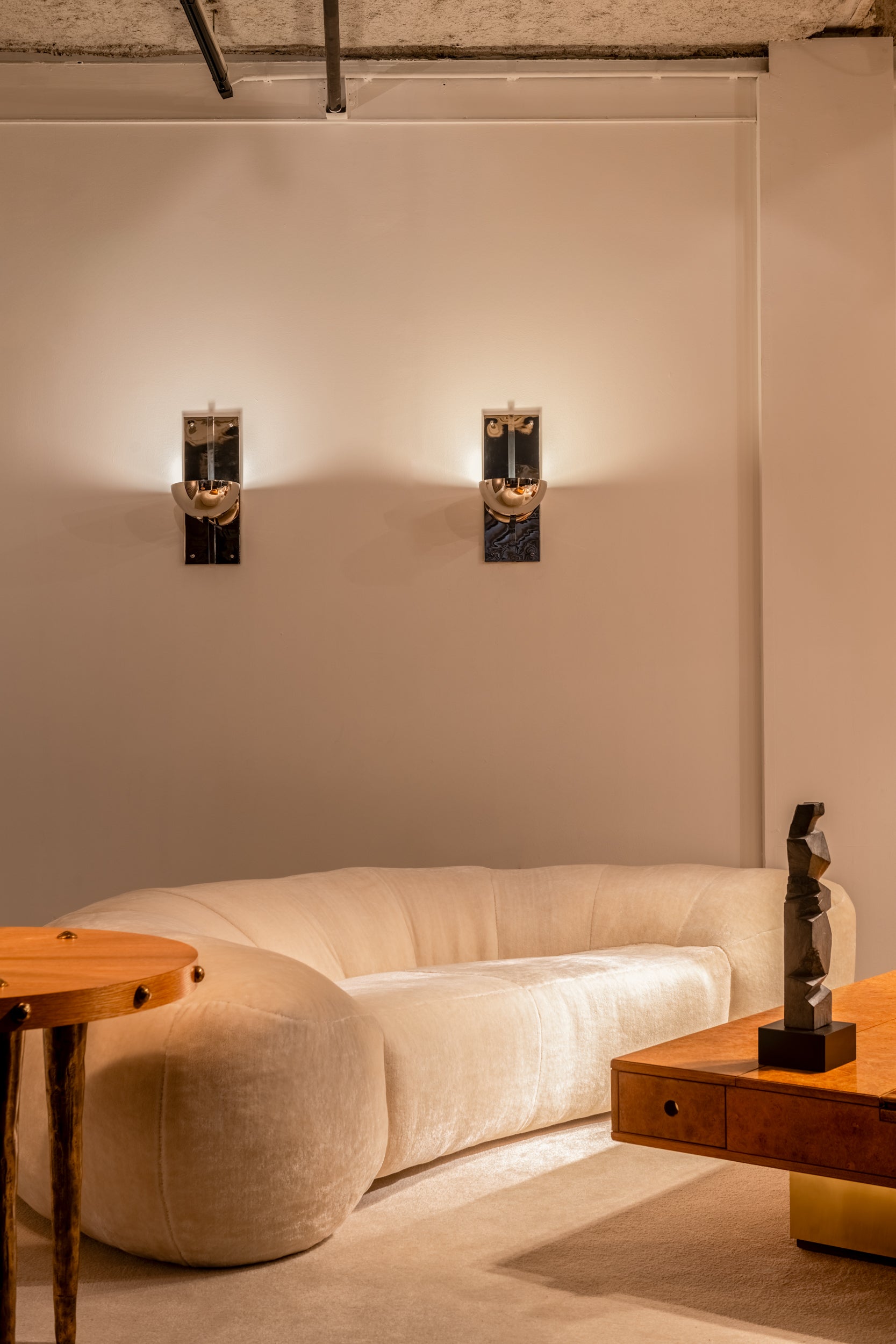 Raphael Raffel croissant sofa in Mohair velvet 1970s