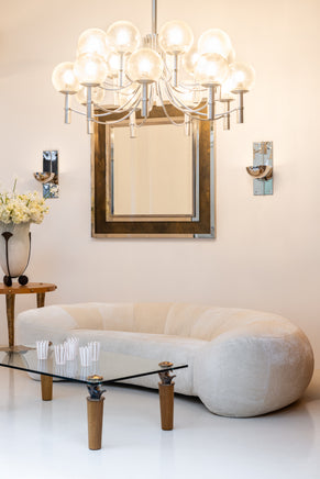 Grand Miroir chrome métal cuivré Industriel par Belgo Chrome 1970