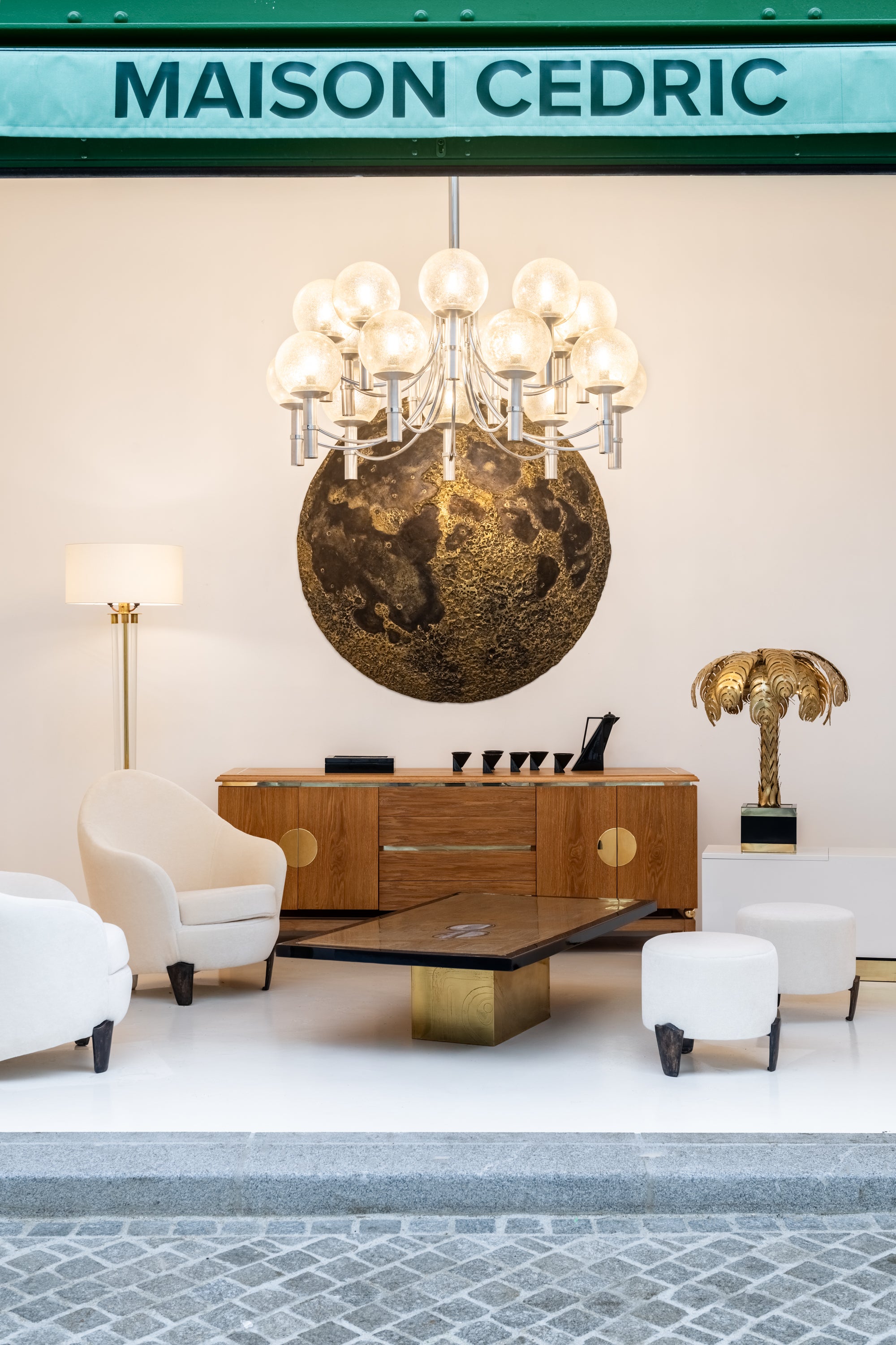 Lampe palmier laiton Christian Techoueyres pour Maison Jansen 1970s  