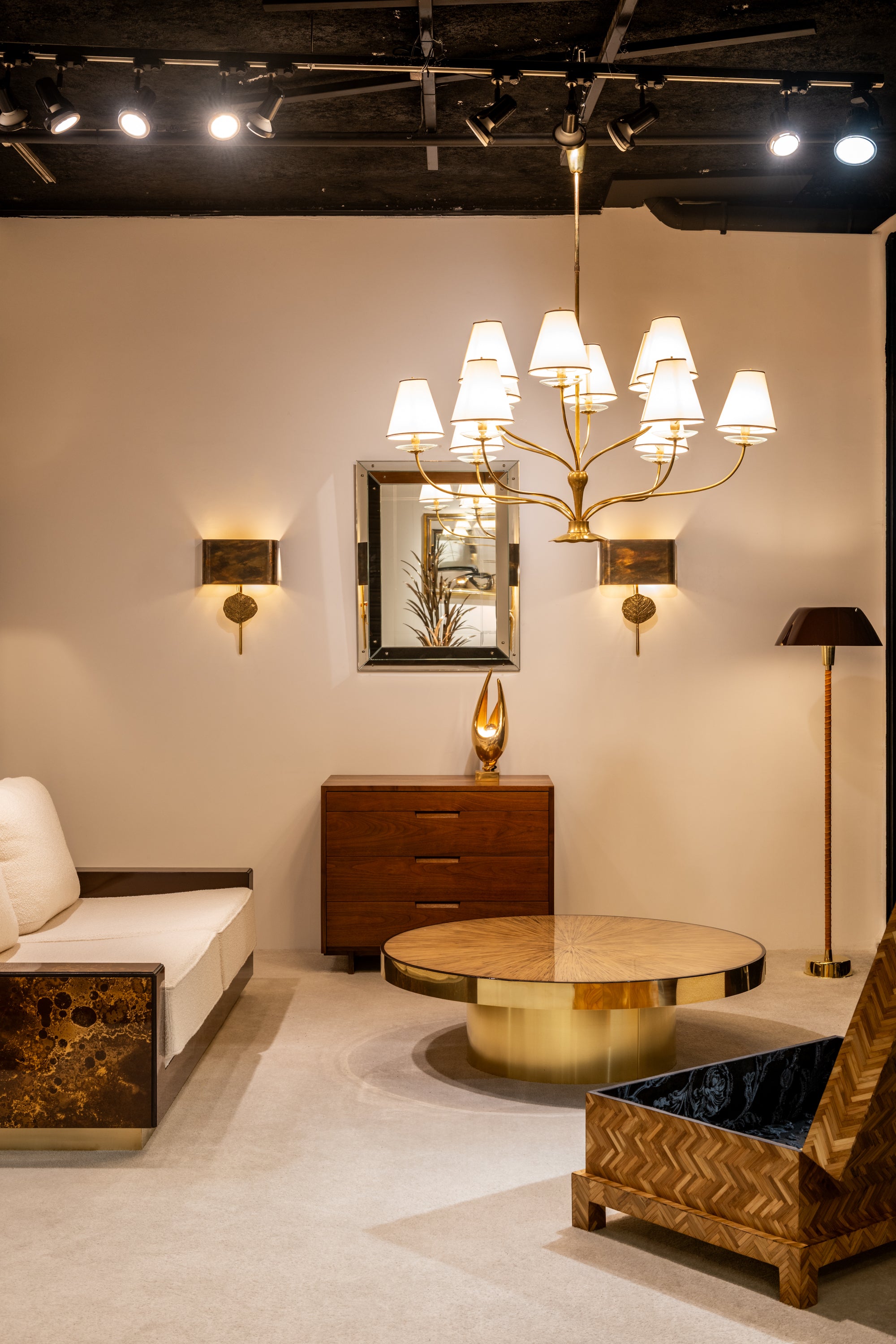 Galerie Maison et Jardin bamboo marquetry brass trunk 1970