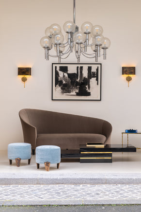 J.C. Mahey black lacquer and brass bar coffee table 1970s