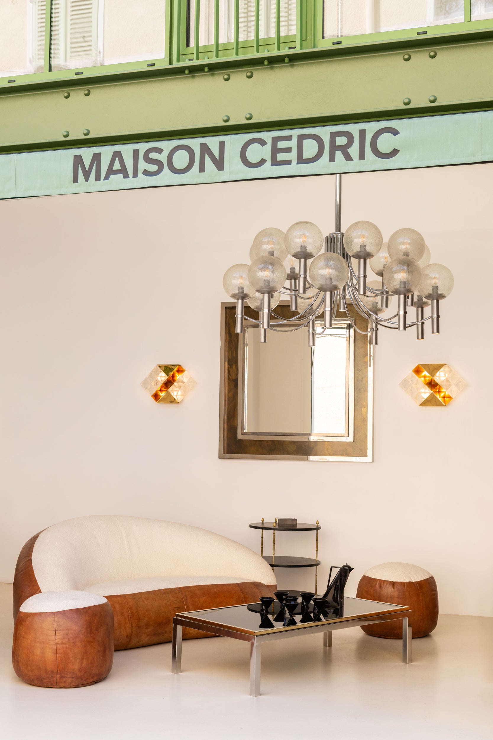 Albano Poli for Poliarte two-tone glass and brass wall lights 1970