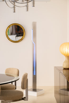 Lampadaire acier Néon bleu par Rudi Stern et Dan Chelsea pour Kovacs 1983