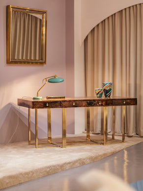 Romeo Rega for Metalarte Large Brass chrome square mirror 1970s