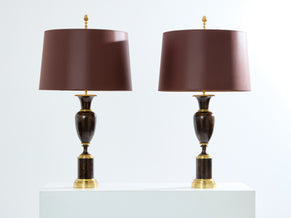 Maison Charles pair of patinated brass lamps 1950s