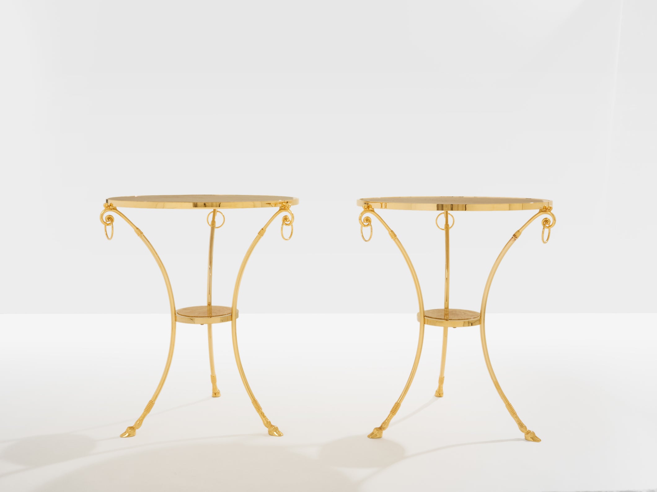 Maison Charles set of 4 brass marble gueridon tables 1960s