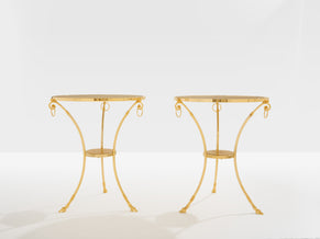 Maison Charles set of 4 brass marble gueridon tables 1960s