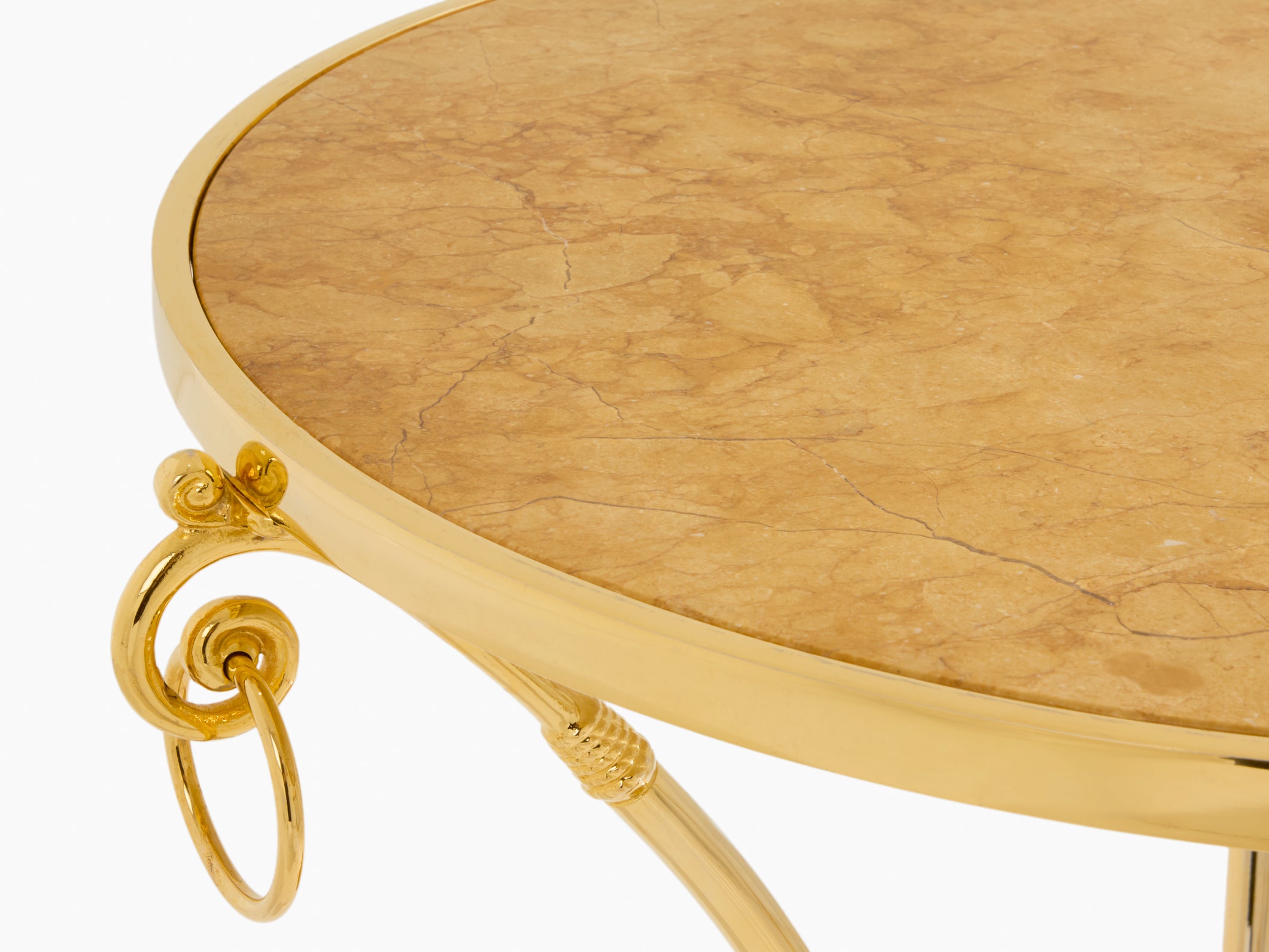 Maison Charles set of 4 brass marble gueridon tables 1960s