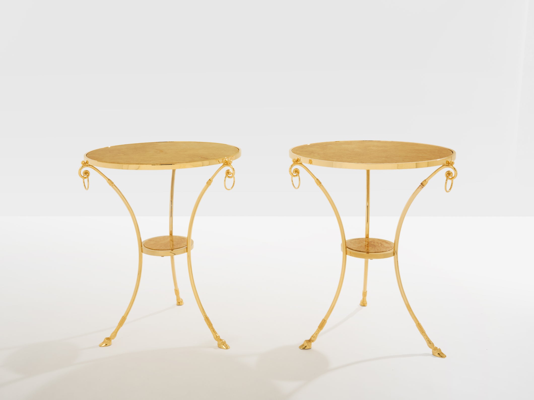 Maison Charles set of 4 brass marble gueridon tables 1960s