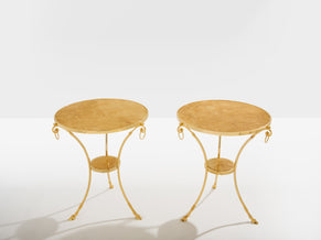 Maison Charles set of 4 brass marble gueridon tables 1960s