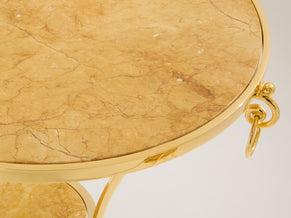 Maison Charles set of 4 brass marble gueridon tables 1960s