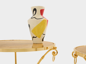 Maison Charles set of 4 brass marble gueridon tables 1960s