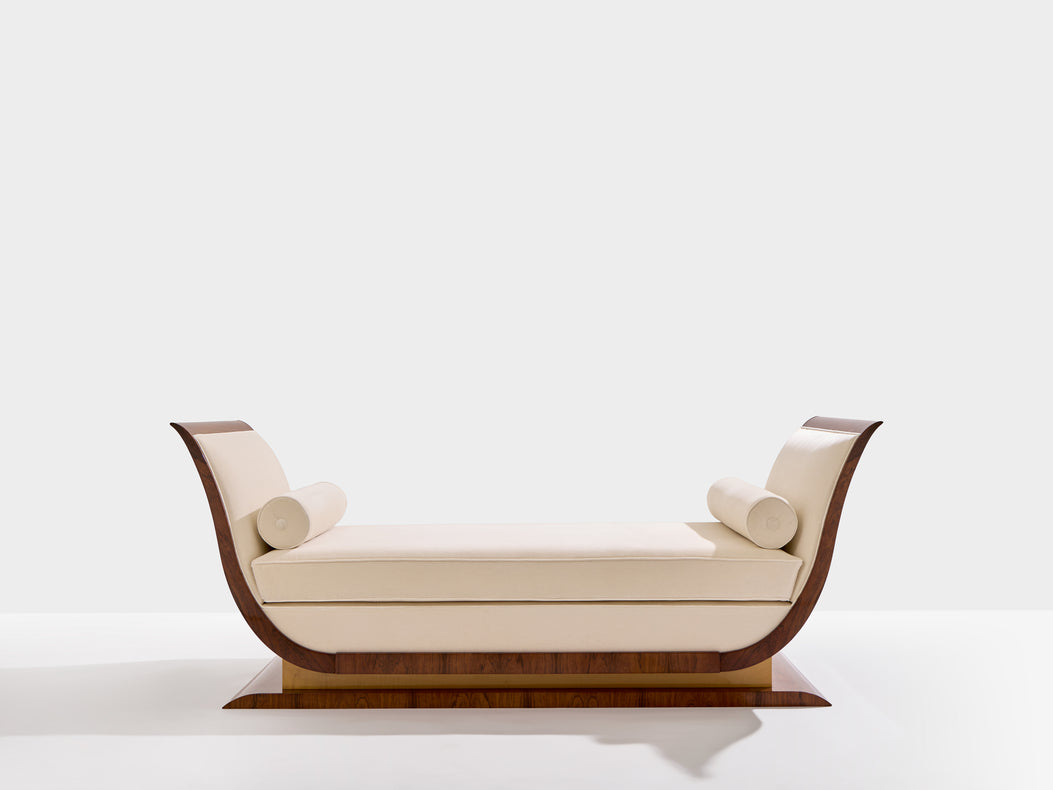 Maison Dominique attr. Daybed rosewood sycamore velvet 1940s
