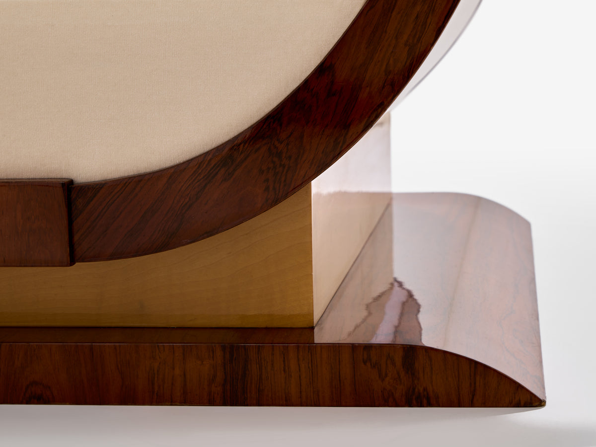 Maison Dominique attr. banquette palissandre sycomore velours 1940s