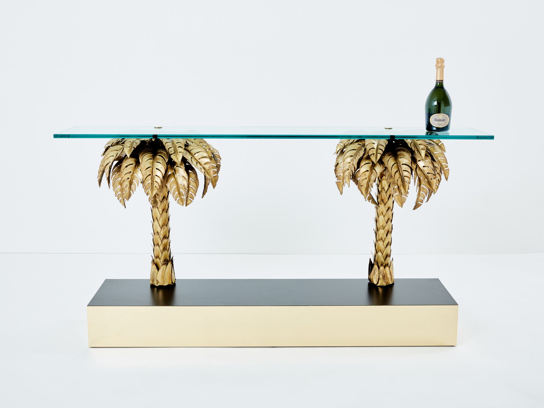 Maison Jansen brass palm tree console table 1970s