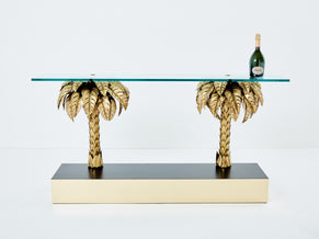 Maison Jansen brass palm tree console table 1970s
