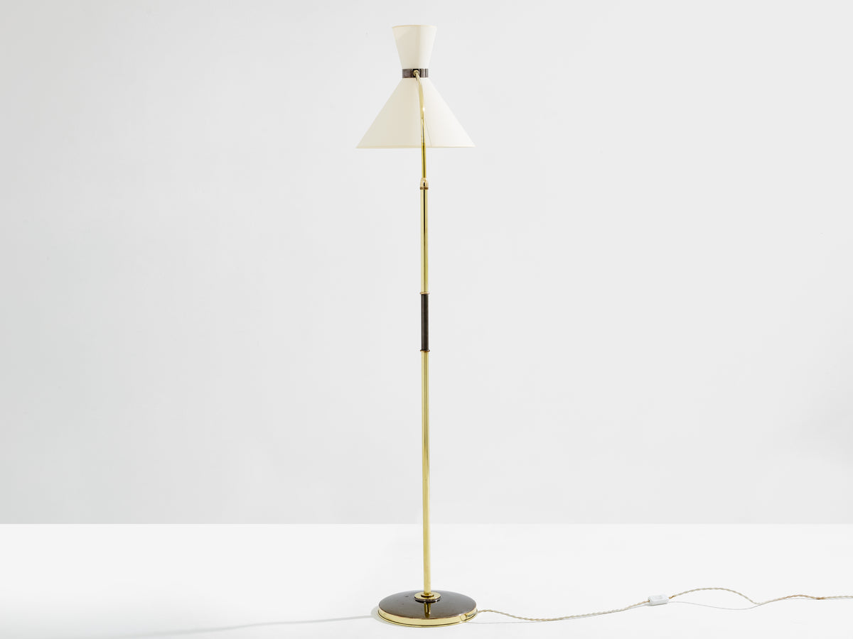 Maison Lunel lampadaire diabolo laiton canon de fusil vers 1950