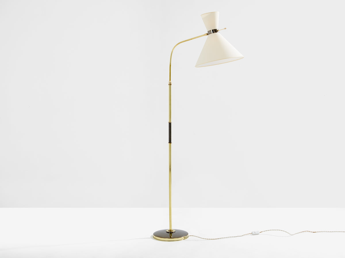 Maison Lunel lampadaire diabolo laiton canon de fusil vers 1950