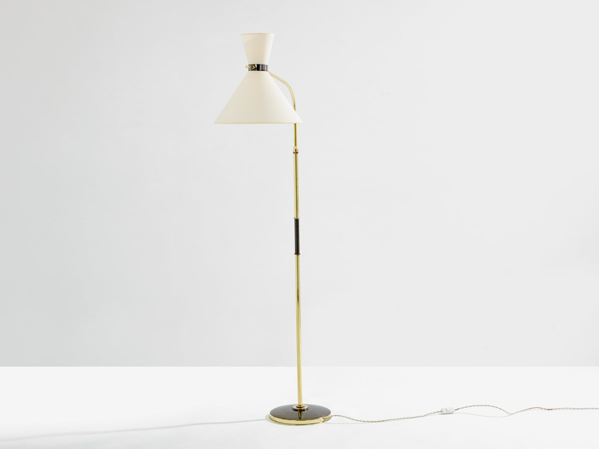 Maison Lunel lampadaire diabolo laiton canon de fusil vers 1950
