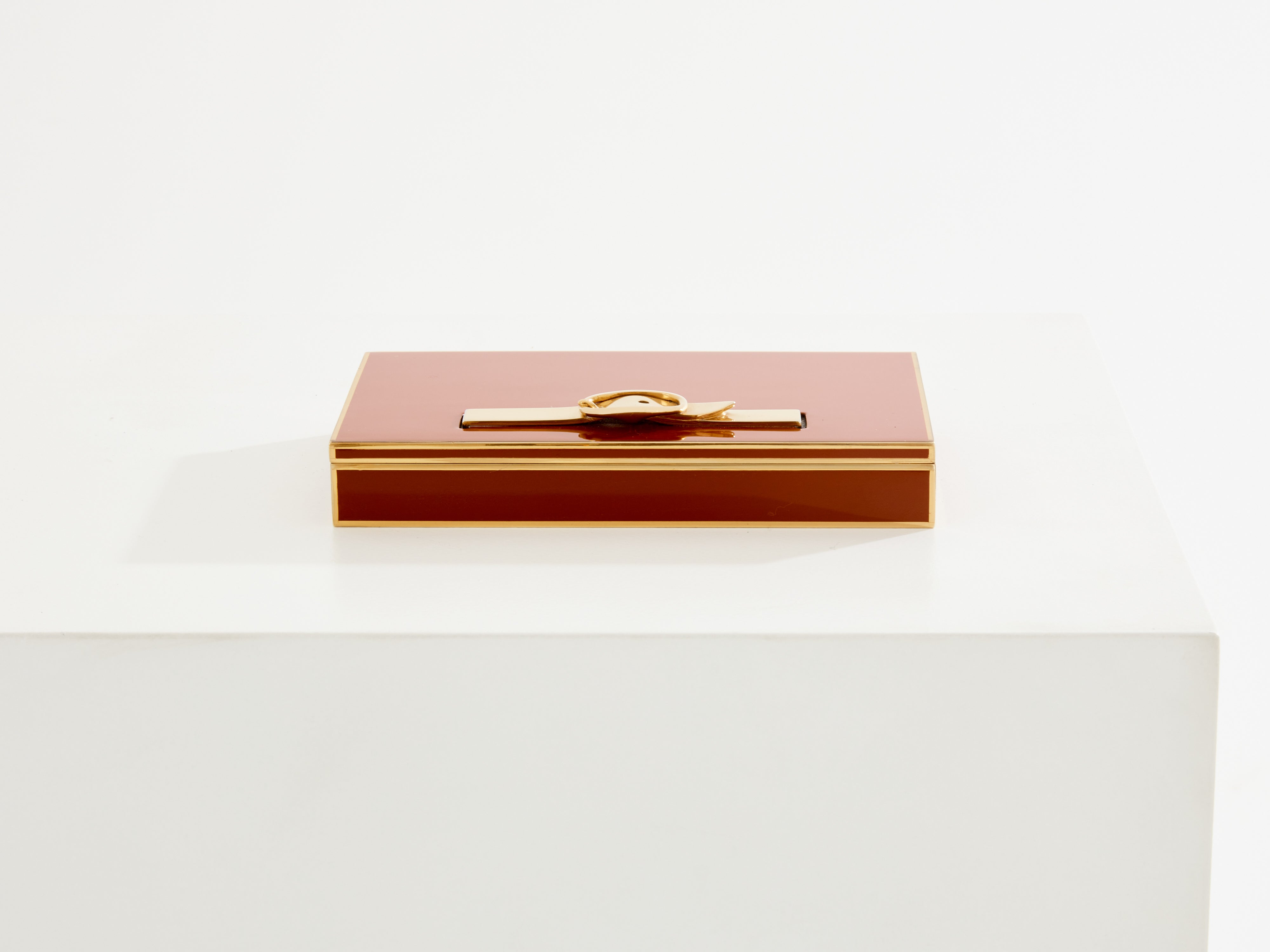 Maria Pergay for Hermès Paris red lacquer brass jewellery box 1970