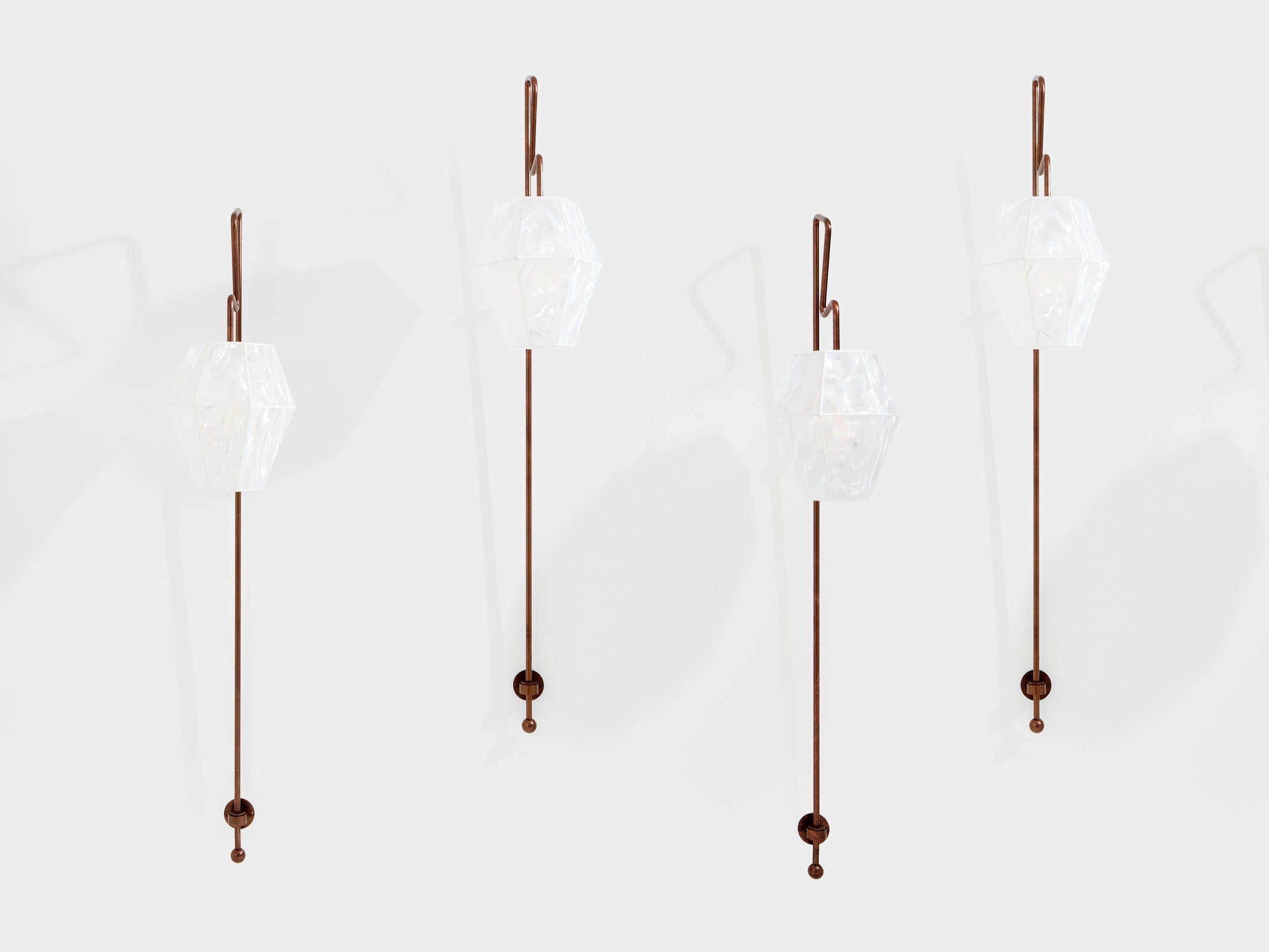 Mattia Bonetti pair of tall patinated metal wall lights sconces 2009