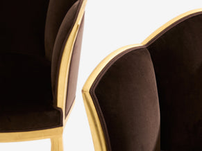 Maurice Dufrène giltwood brown velvet armchairs circa 1925