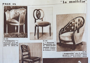 Maurice Dufrène giltwood brown velvet armchairs circa 1925