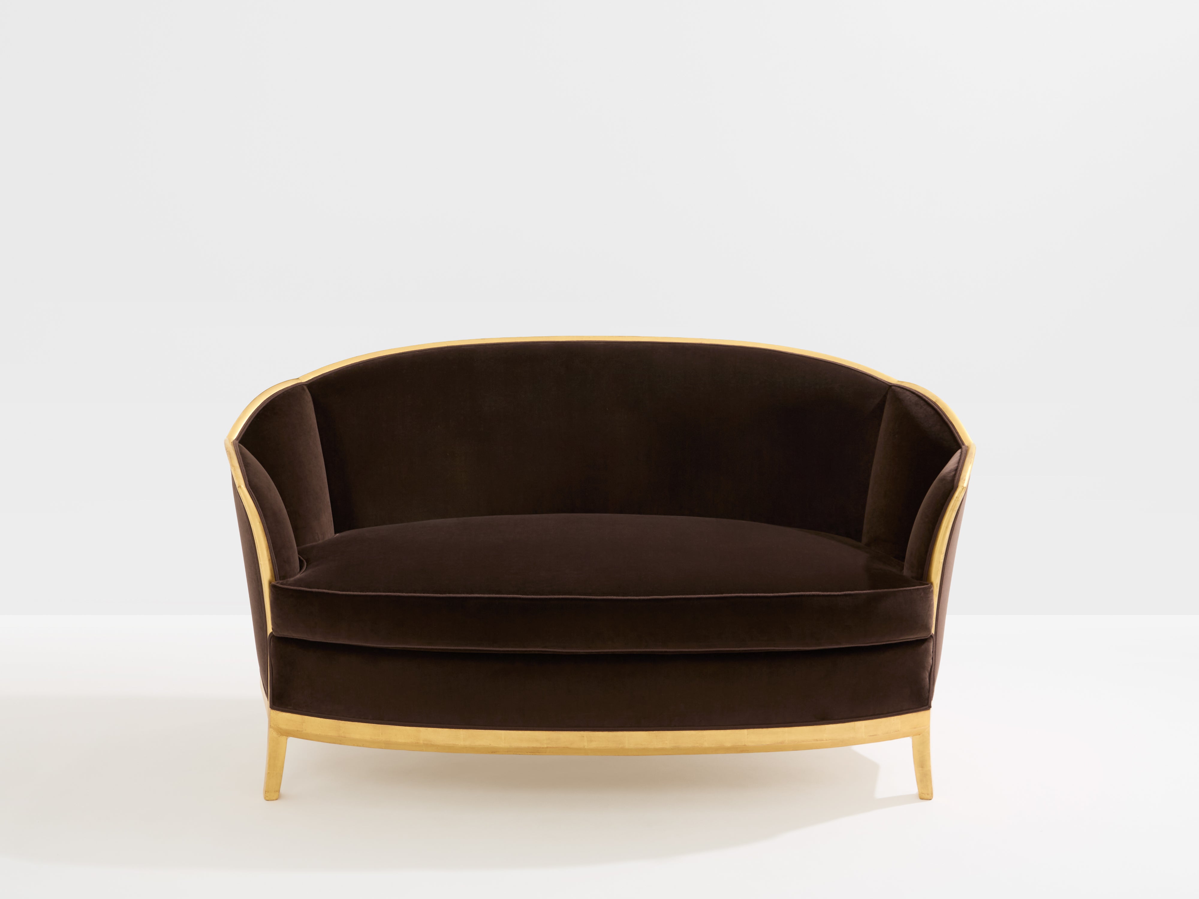 Maurice Dufrène giltwood brown velvet sofa circa 1925