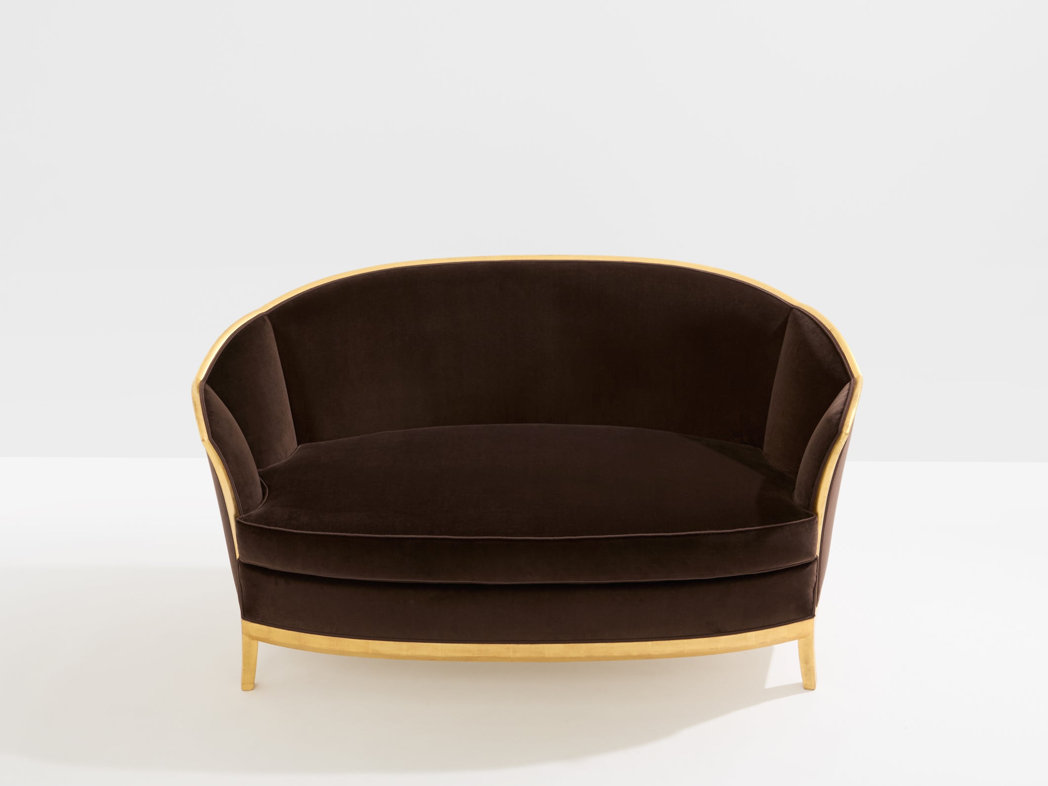 Maurice Dufrène giltwood brown velvet sofa circa 1925