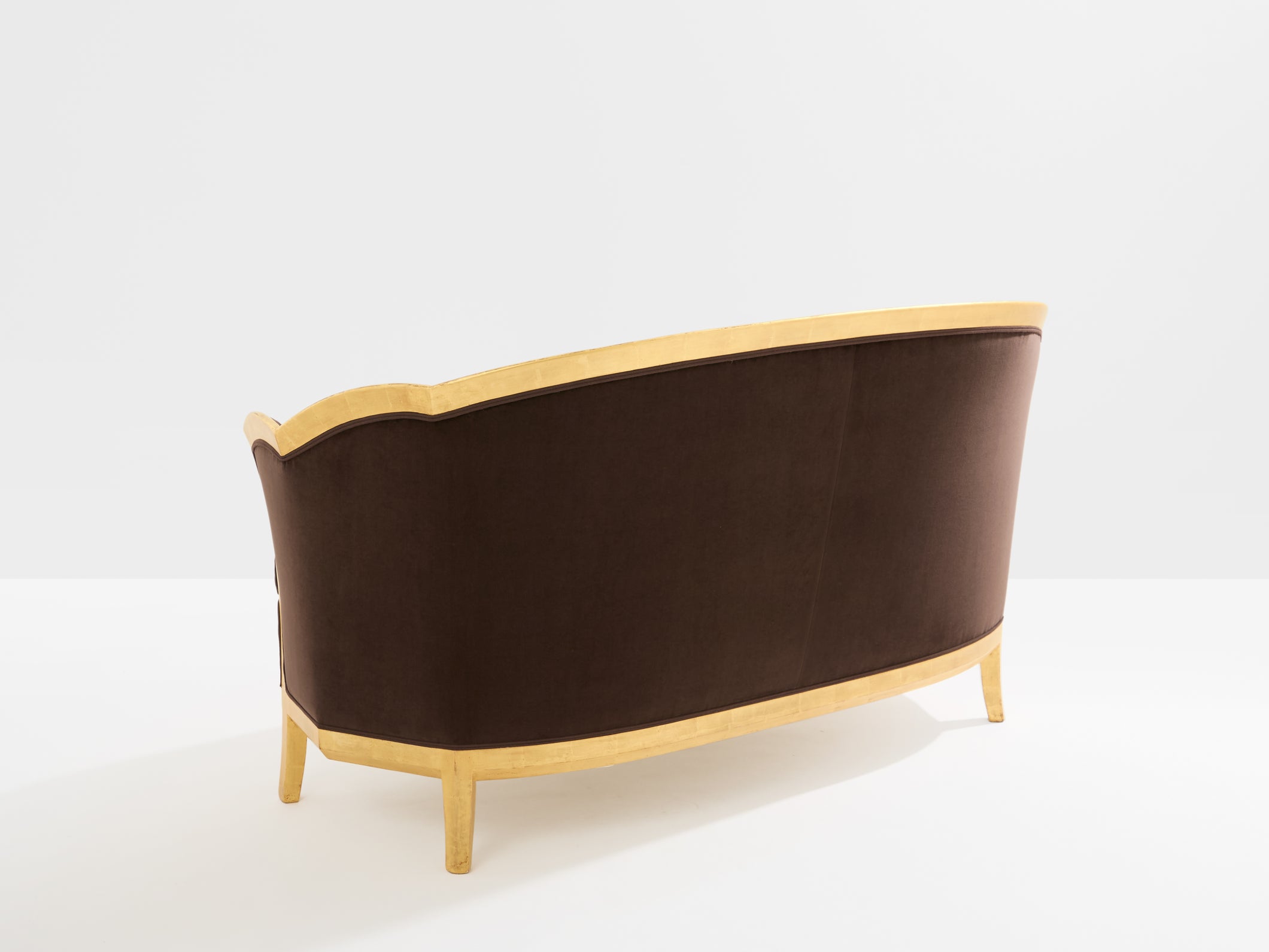 Maurice Dufrène giltwood brown velvet sofa circa 1925