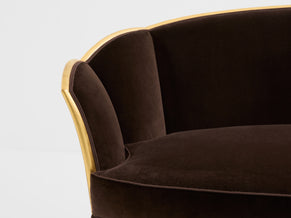 Maurice Dufrène giltwood brown velvet sofa circa 1925