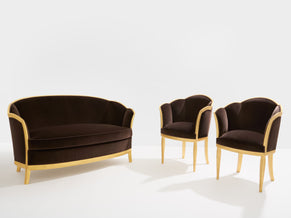 Maurice Dufrène giltwood brown velvet sofa circa 1925