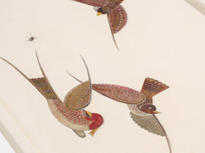 Maurice Jallot table basse chêne peint à décors d’oiseaux 1930 
