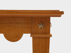 Maxime Old table à jeux chêne laiton suédine verte vers 1940 