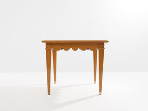 Maxime Old table à jeux chêne laiton suédine verte vers 1940 